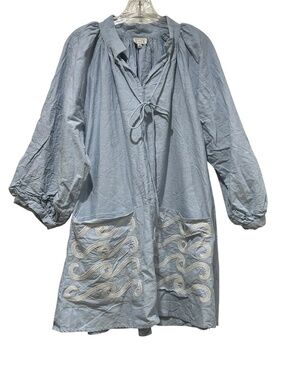 WKND WYFR Mini Shift Dress Make Waves Embroidered Picket Short Dress Size L